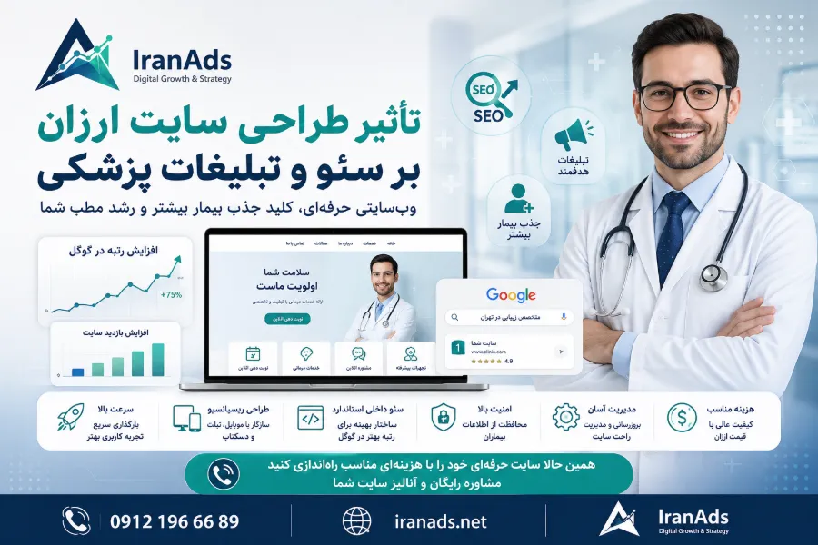 تأثیر طراحی سایت ارزان بر سئو و تبلیغات پزشکی